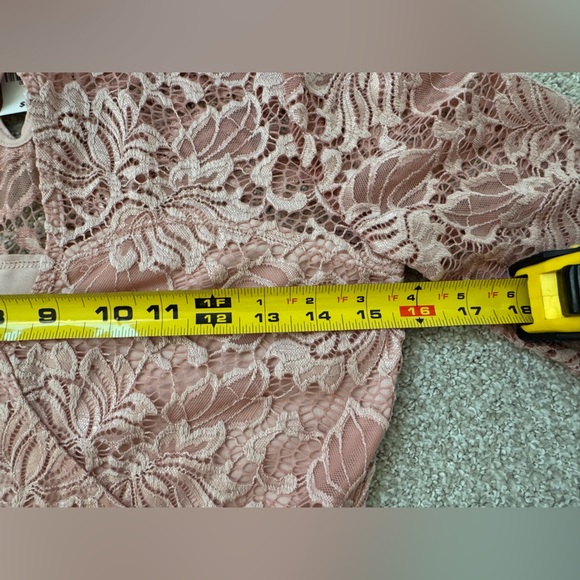 Material Girl Pink Floral Lace Long Sleeve Dress Women Junior Size Medium - Picture 13 of 15